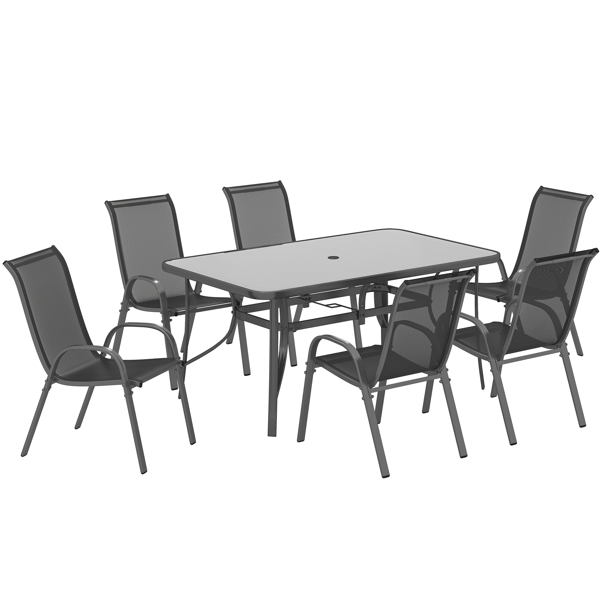 Outsunny Seven-Piece Outdoor Dining Set - Charcoal Grey
