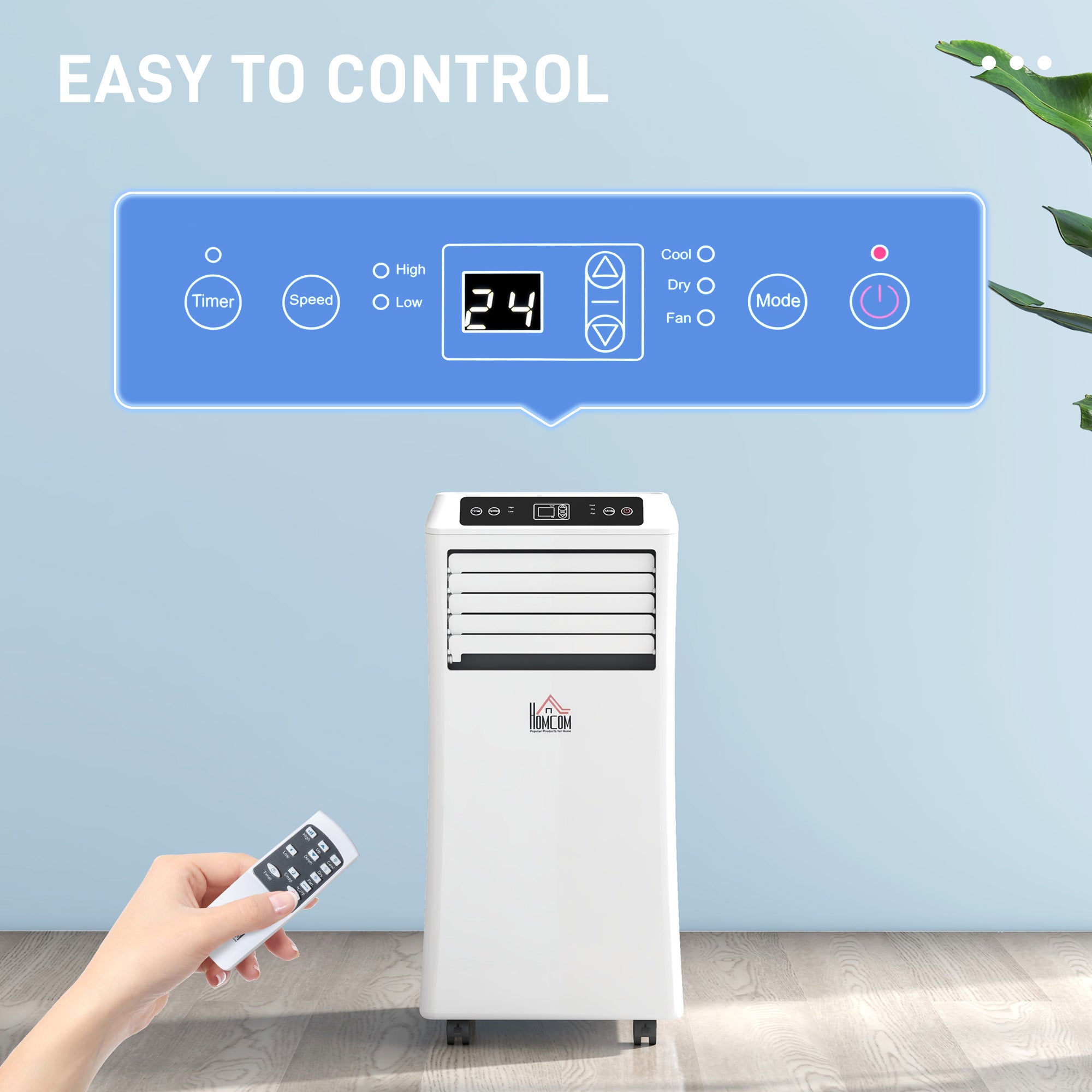 HOMCOM 10000 BTU Air Conditioning Unit, 3-in-1 Portable Air Conditioner, Dehumidifier, Cooling Fan with Remote Control, Digital Display, 2 Speeds, 24H Timer, Window Venting Kit, 30m√Ç¬≤