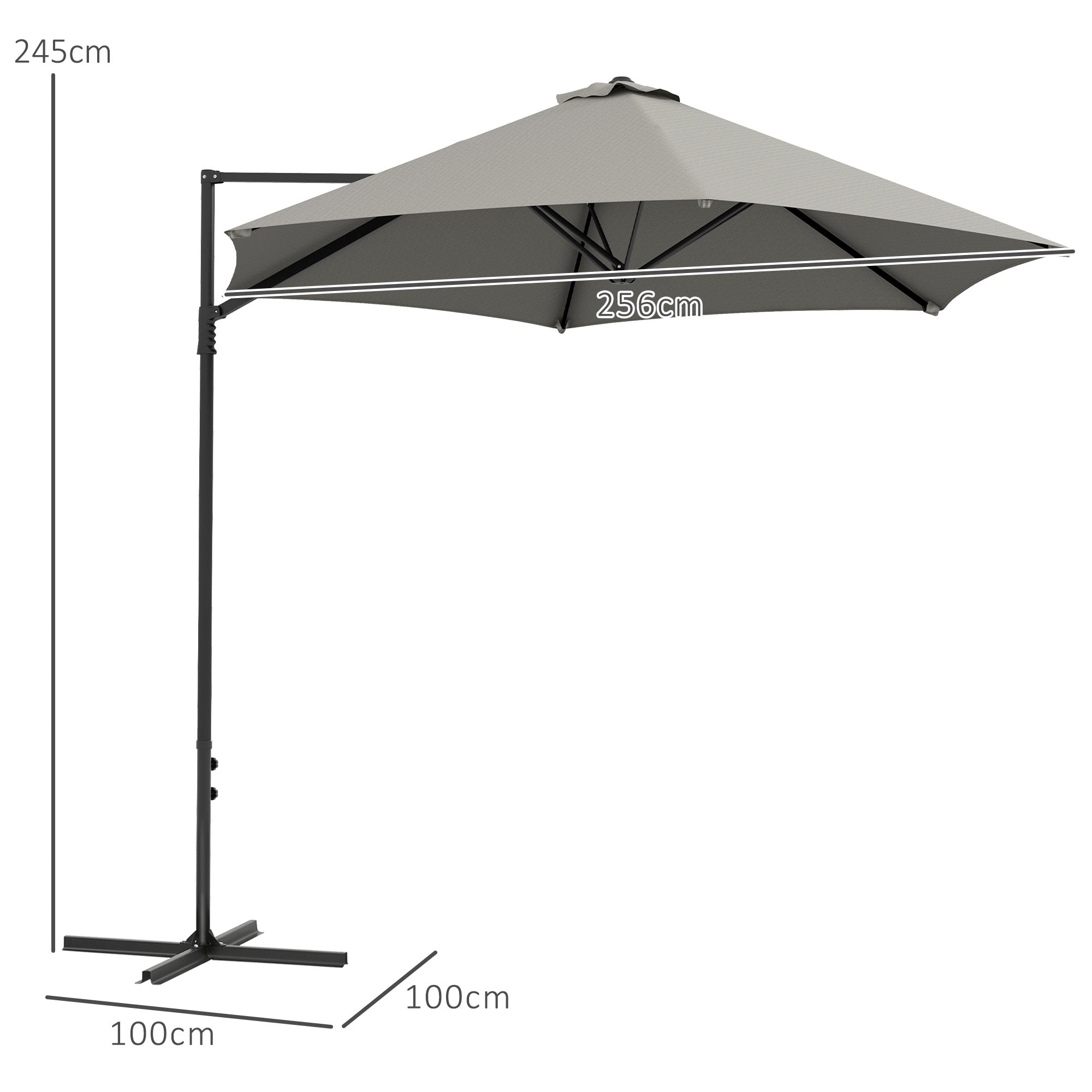 Outsunny 2.5m Rotating Cantilever Parasol - Light Grey