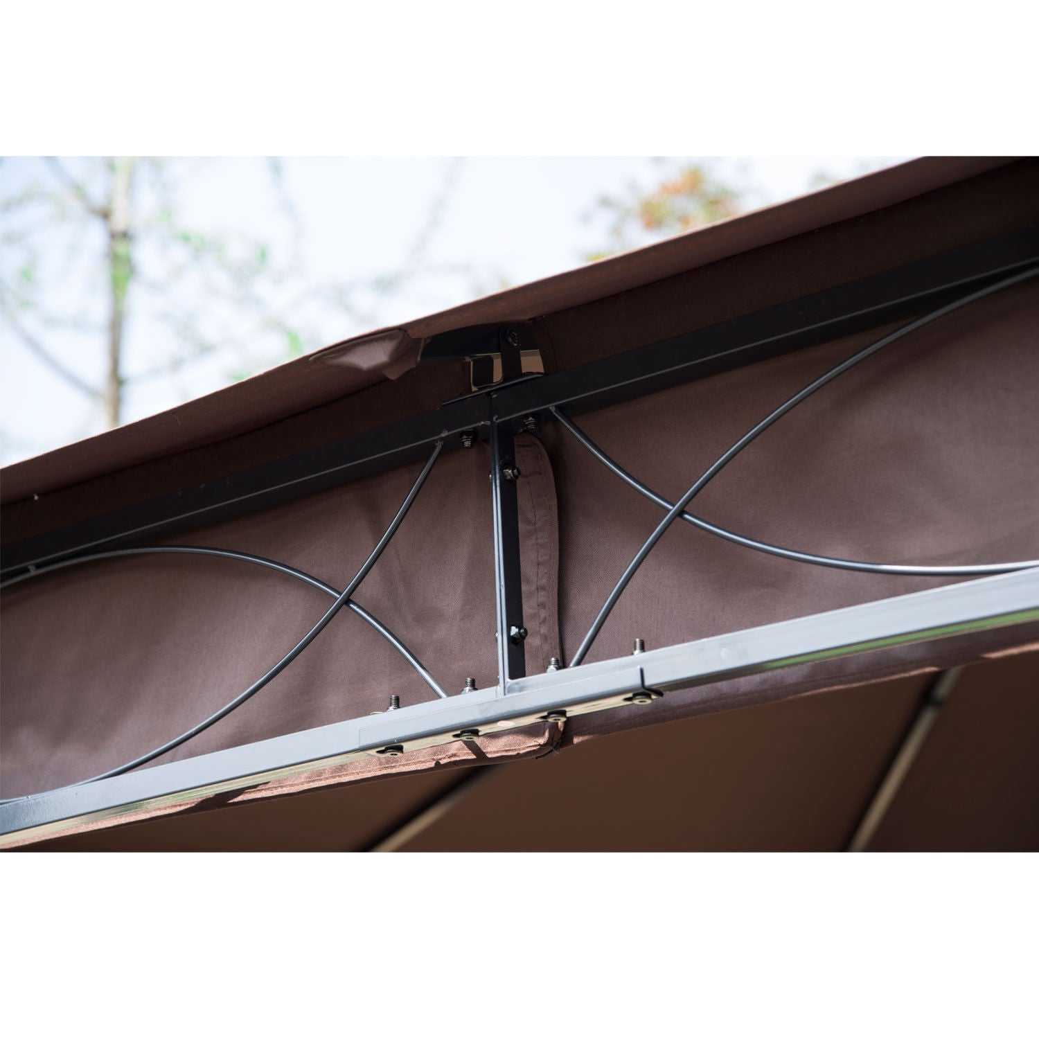 Outsunny√Ç 3√Ç x√Ç 3(m) Garden Gazebo, Outdoor Gazebo Canopy Shelter with Curtains and Steel Frame for Lawn, Yard and Deck, Coffee