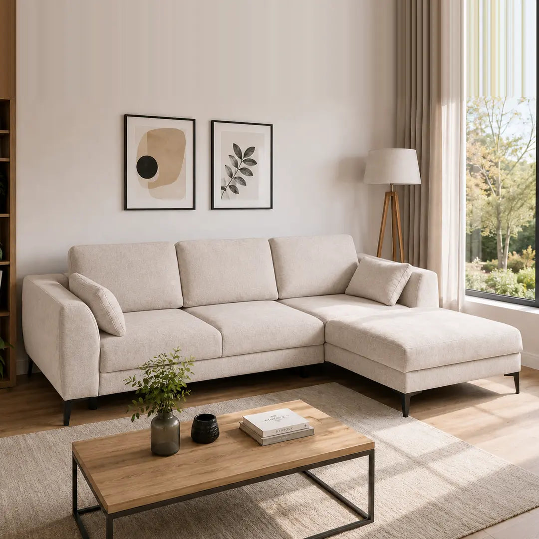 Corner Sofa Bed Imperia in Light Beige, image 19