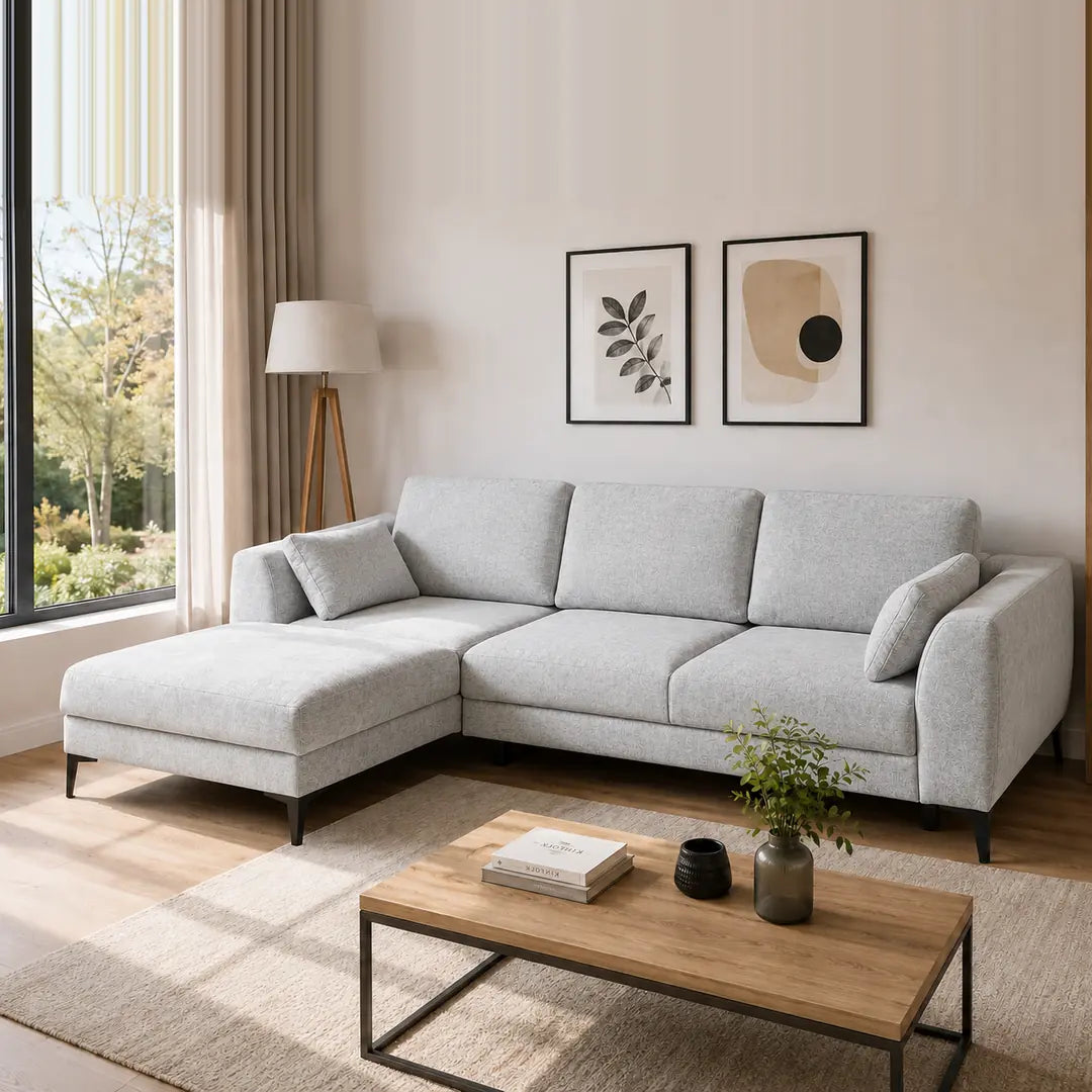 Corner Sofa Bed Imperia in Light Grey, image 3