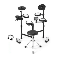 Electric Drum Set with mesh drum pads, cymbals, pedals, stool and headphones
