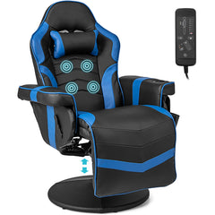 Electric Massage Gaming Chair with a remote control showing the massage points on the backrest