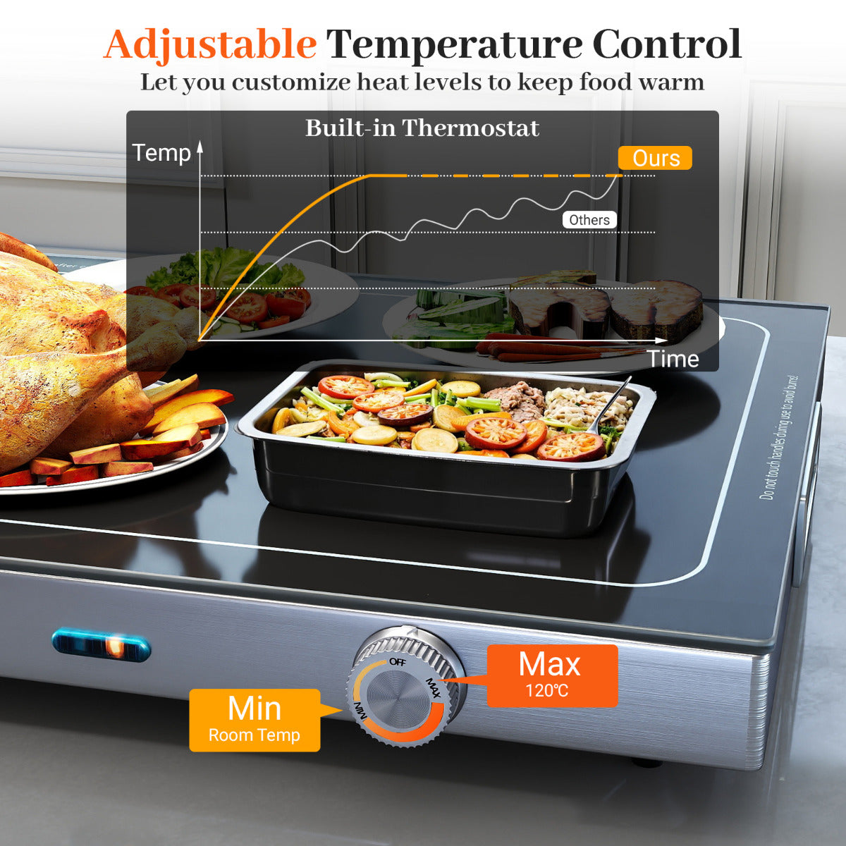 Electric WarmingTray with Adjustable Temperature