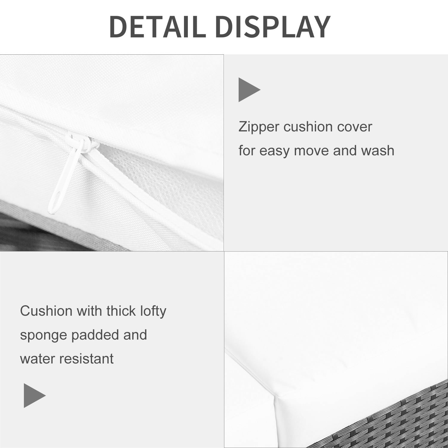 Outsunny 3 Seater Rattan Sofa All-Weather Wicker Weave Metal Frame Chair with Fire Resistant Cushion, Black