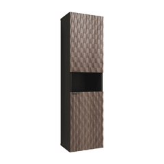 Enzo Floating Bathroom Cabinet 33cm with textured wood doors and a central open storage shelf