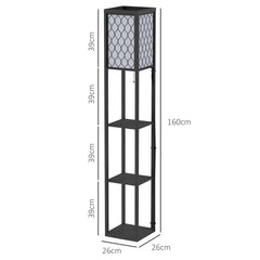 HOMCOM Three-Shelf Standing Lamps Set of 2 - Black