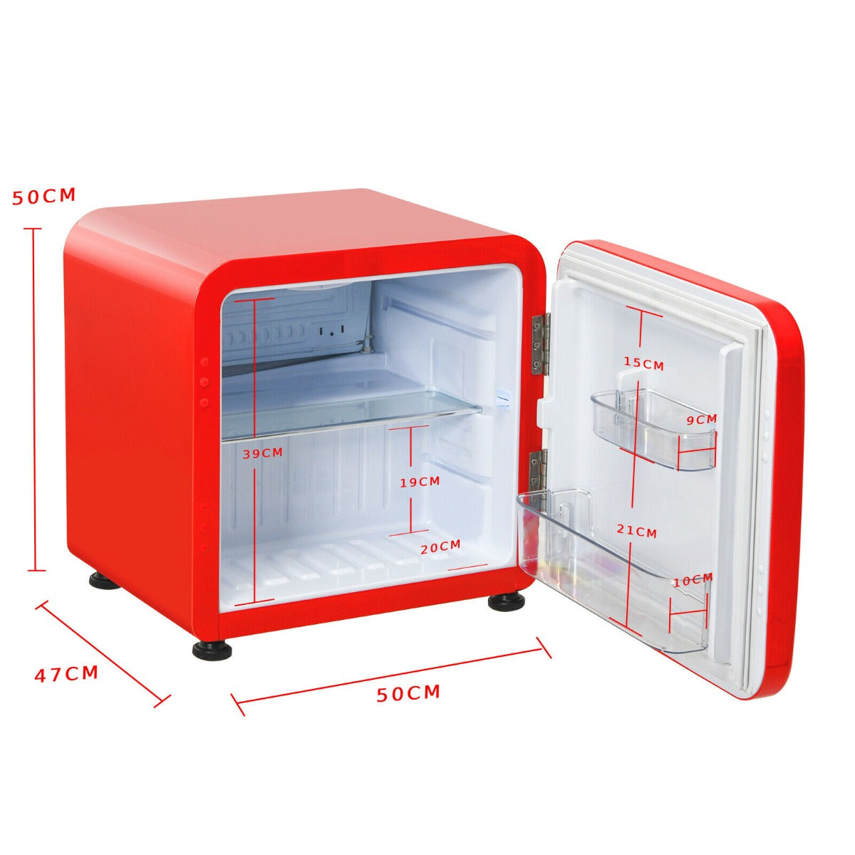 0~10‚ÑÉ Compact Refrigerator with Reversible Door for Dorm Apartment-Red