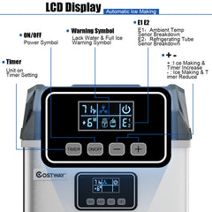 Countertop Ice Maker Portable Cube Machine 22KG/24H with LCD Display