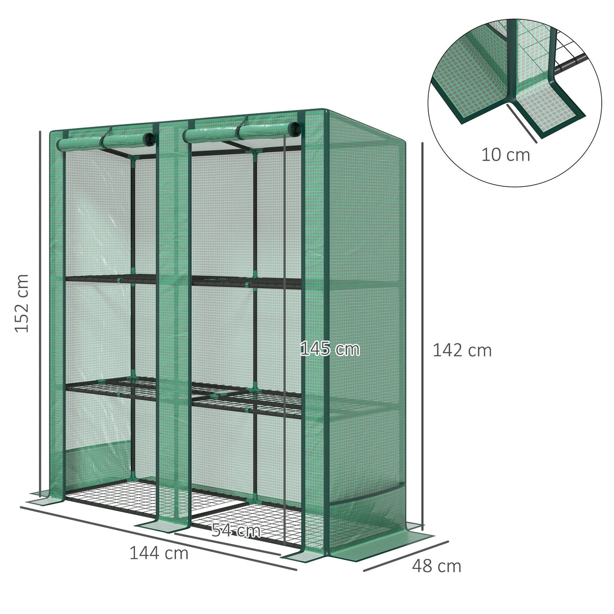 Outsunny Three-Tier Mini Greenhouse - Green