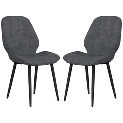 HOMCOM Velvet Dining Chairs, Set of 2 Dining Room Chairs with Metal Legs for Living Room, Dining Room, Grey
