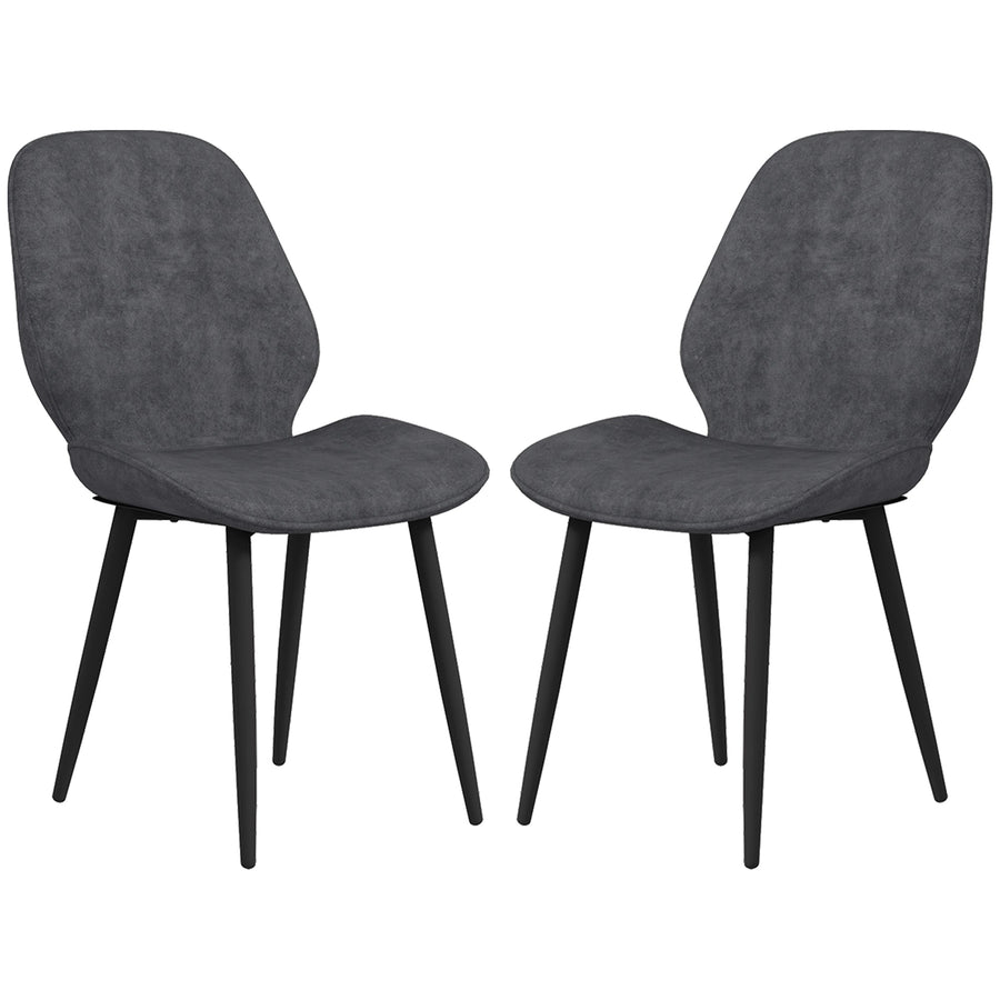 HOMCOM Velvet Dining Chairs, Set of 2 Dining Room Chairs with Metal Legs for Living Room, Dining Room, Grey