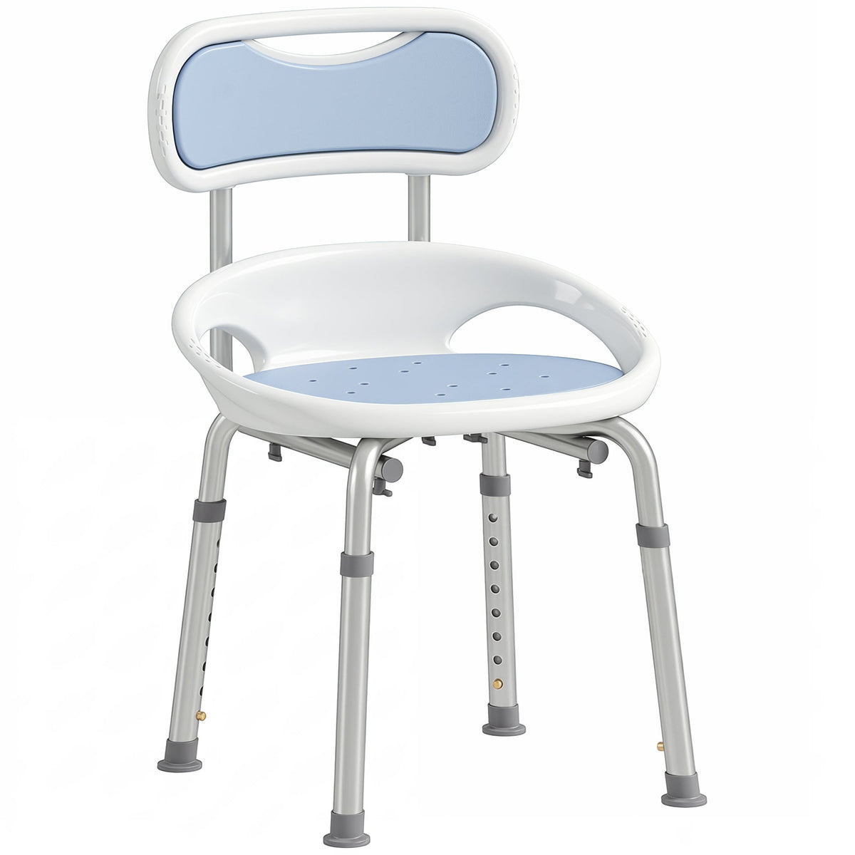 HOMCOM Shower Chair with Padded Seat Adjustable Height Shower Stool Bath Seat with Back and Anti-Slip Feet