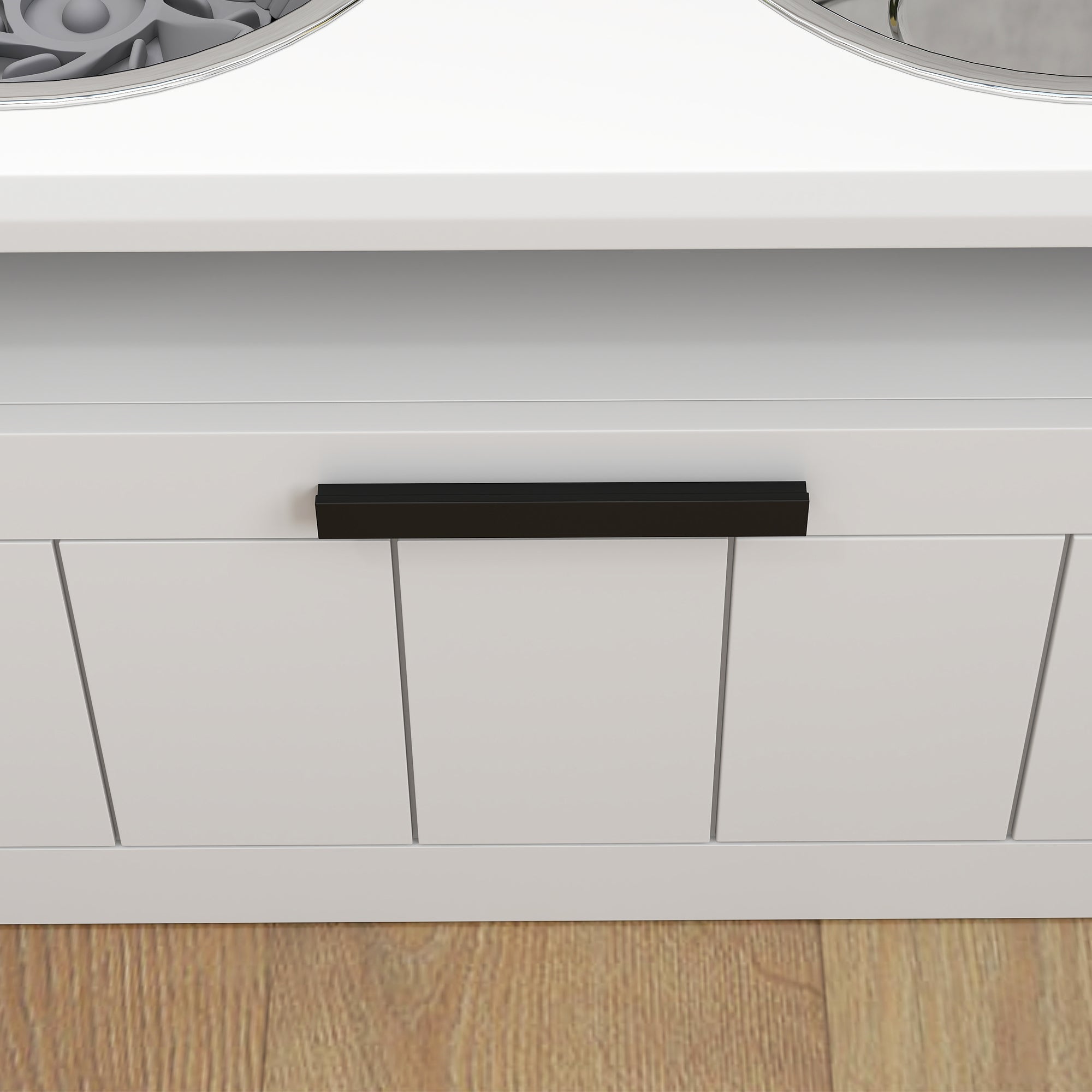 PawHut Raised Dog Bowl with Slow Feeder, Two Stainless Steel Dog Bowls, Drawer, for Large and Extra Large Dogs, White