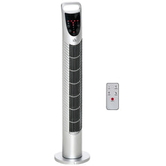 HOMCOM 31 Inch Bladeless Oscillating Tower Fan with 70° Oscillation, Remote Control, 7.5H Timer, 3 Speed 3 Modes, Electric Floor Standing Cooling Fan for Home Bedroom Office, Silver