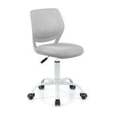 Ergonomic Children Study Chair with Adjustable Height-Grey, a grey mesh-backed chair with a padded seat and white wheels