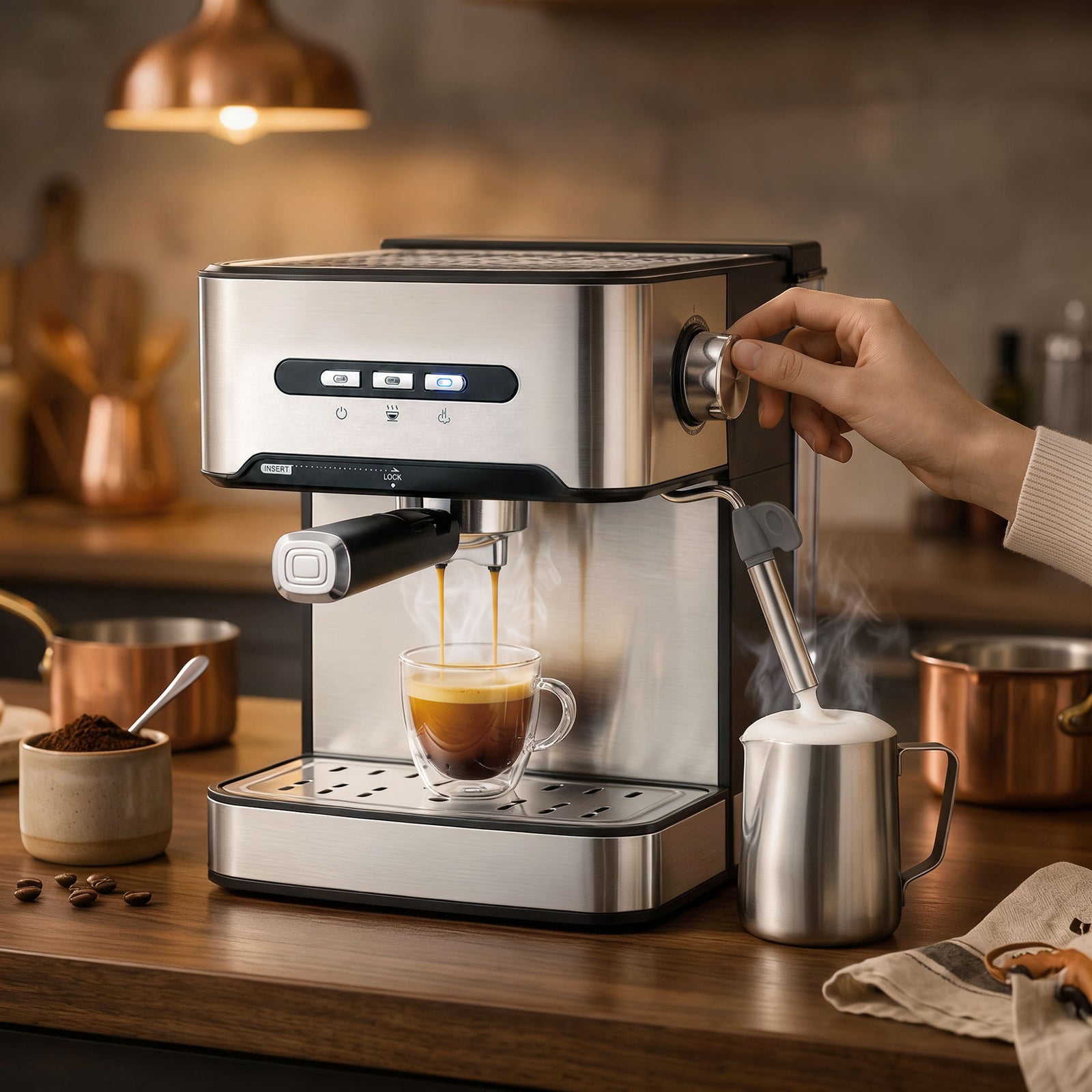 HOMCOM Espresso Machine, 20-Bar Semi Automatic Cappuccino Coffee Maker with Frother Wand, 1.6 L Water Tank, Black and Silver