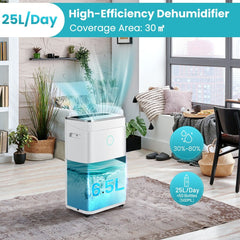 25L/Day Dehumidifier with 6.5L Water Tank and 24H Timer for Home Basement-25L