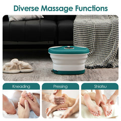 Foot Spa Bath Massager with Heat Bubbles and Remote Control-Teal Blue