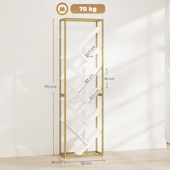 HOMCOM 10 Shelf Modern-Style Bookshelf - Gold Tone/White