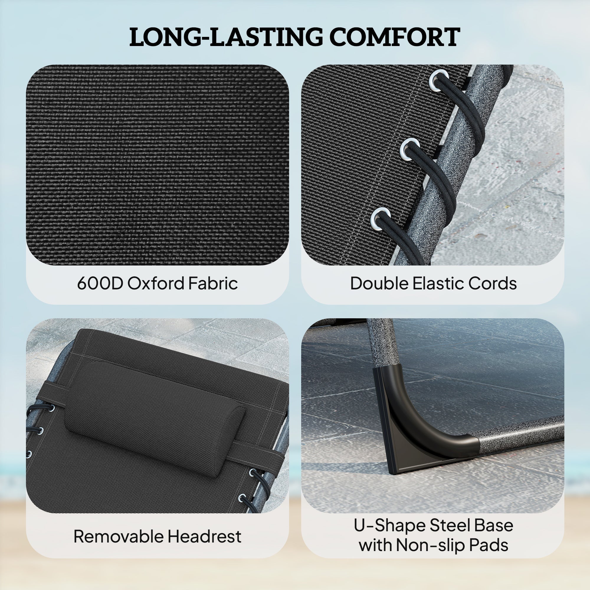 Outsunny Five-Position Reclining Sun Loungers Set of 2 - Black