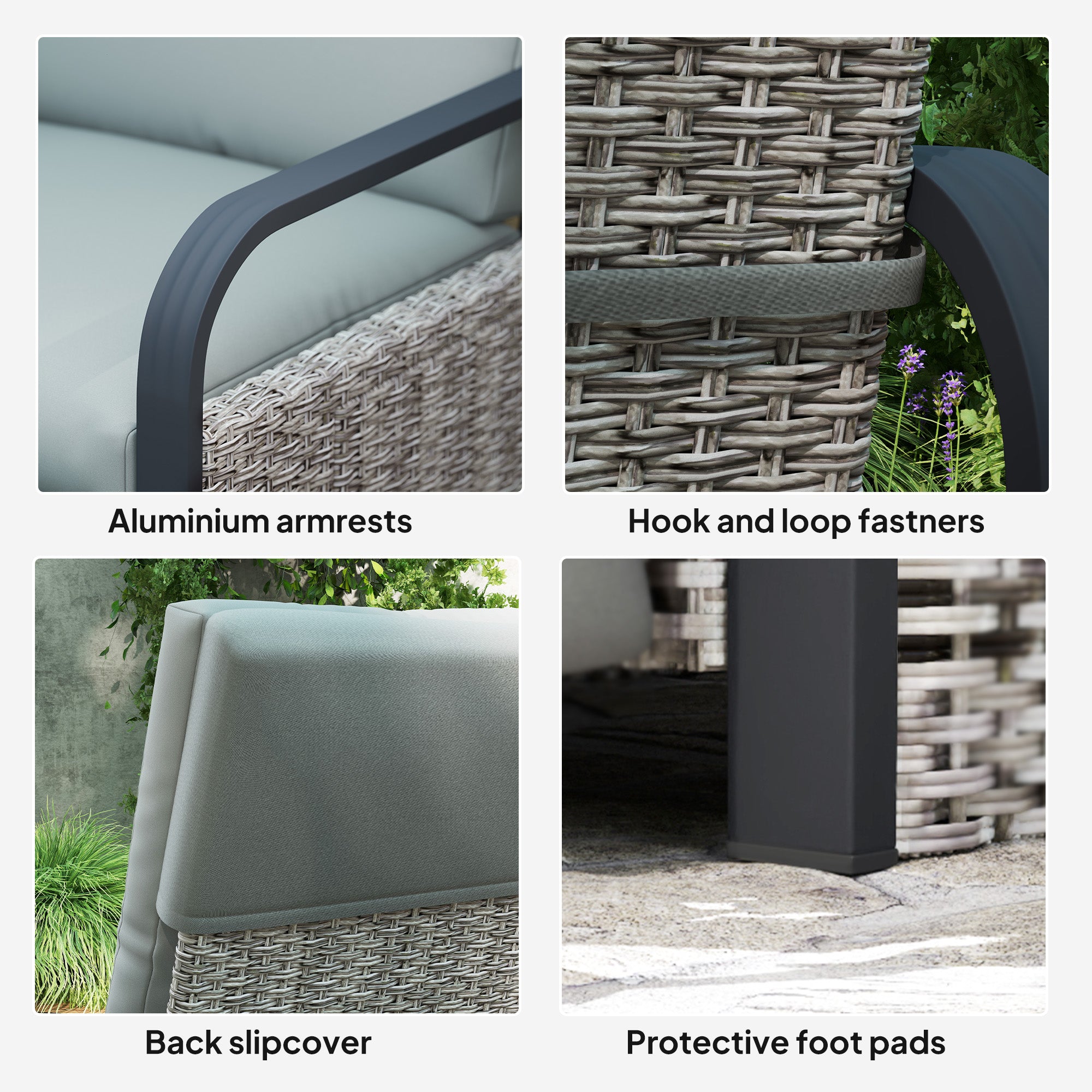 Outsunny 140√Ç¬∞ Reclining Rattan Armchair - Mixed Grey