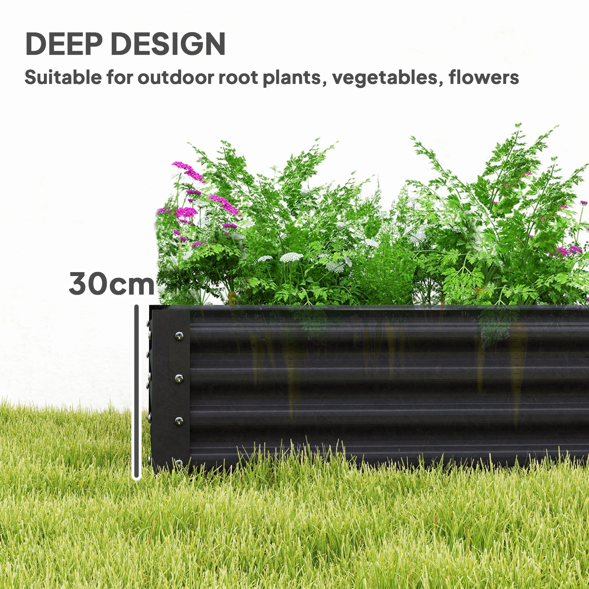 Outsunny 180 x 90cm Galvanised Steel Open Planter - 84H-211V00CG