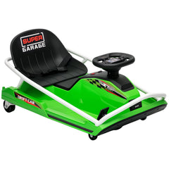 AIYAPLAY 24V Electric Go Kart for Kids with Drift Mode, 300W Brushless Motor, Soft Start and Dual Speed for Ages 6-10, Green