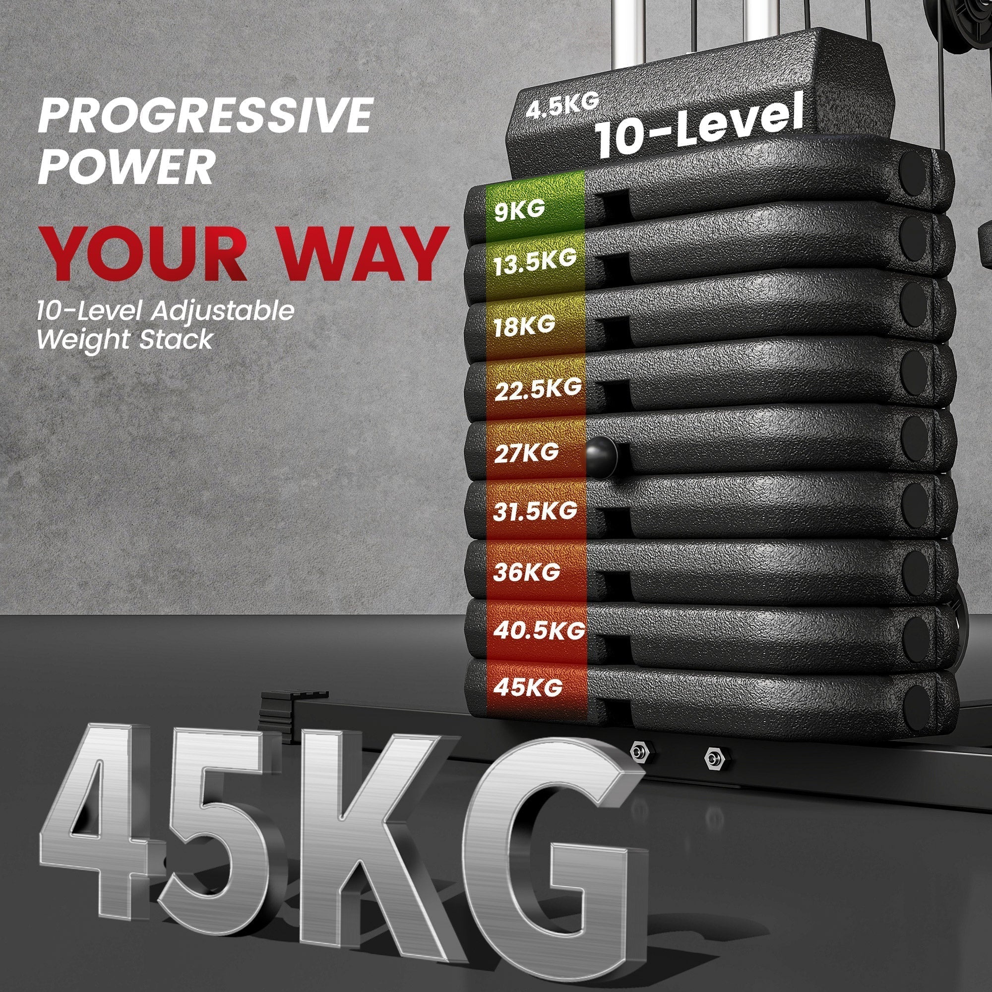 HOMCOM Multifunction Home Gym Machine, with 45kg Weight Stacks, for Strength Training