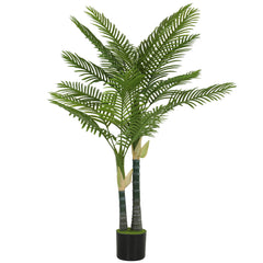HOMCOM Artificial Palm Tree with 16 PEVA Leaves, 150cm Decorative Artificial Plant with Pot and Moss Effect, Green