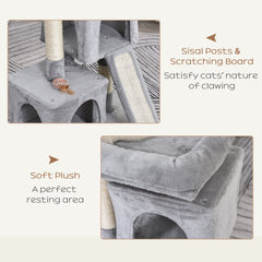 PawHut Cat Tree for Indoor Cats 81cm Cat Scratching Post Scratch Board Kitten Tower Climbing Frame Grey
