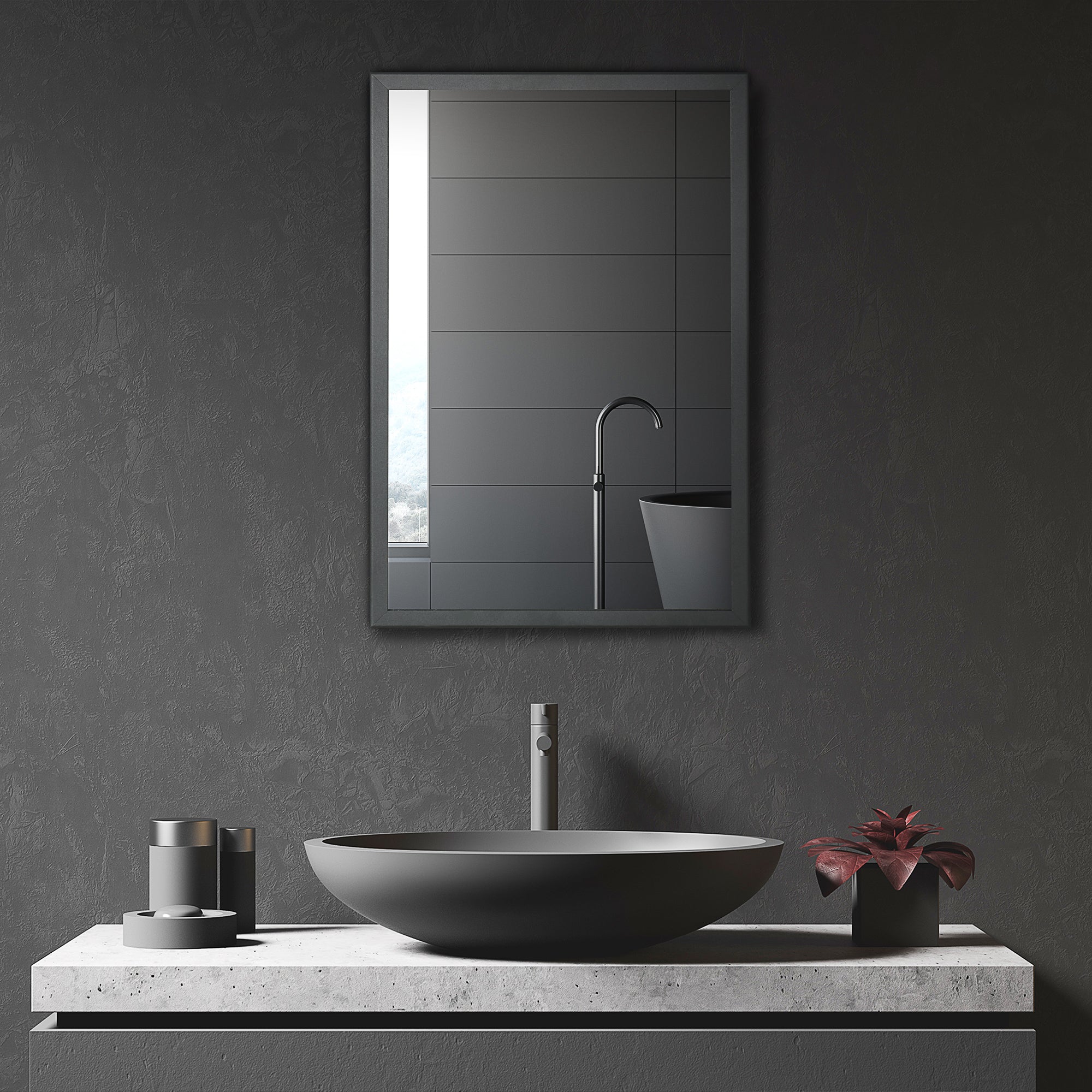 kleankin Bathroom Cabinet with Mirror, Wall Mounted Bathroom Mirror Cabinet with Storage Shelves, 40 x 12 x 60 cm, Black