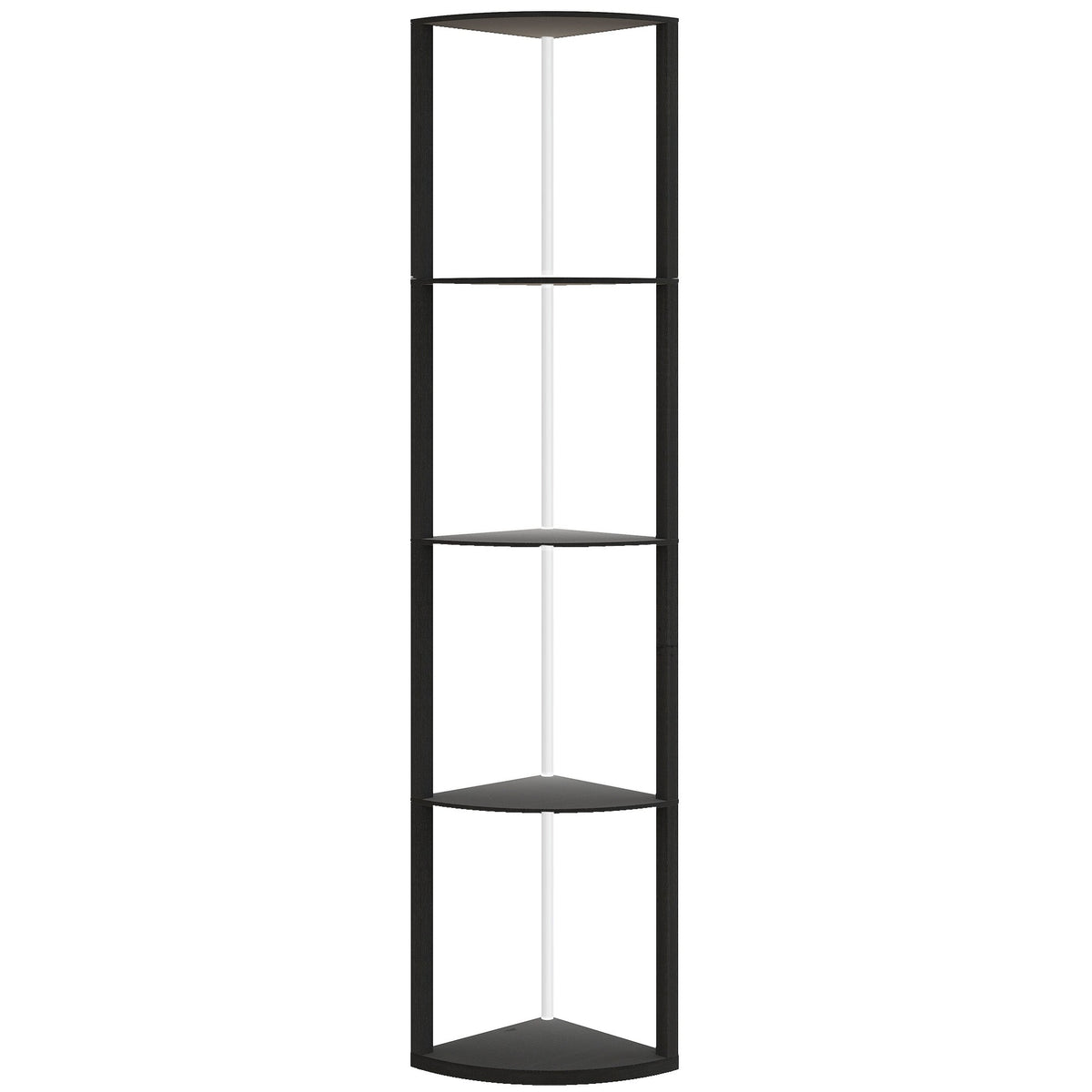 HOMCOM RGB LED Floor Lamp with Shelves, 4-Tier Dimmable Standing Lamp with Remote Control, Black