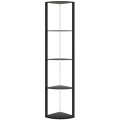 HOMCOM RGB LED Floor Lamp with Shelves, 4-Tier Dimmable Standing Lamp with Remote Control, Black