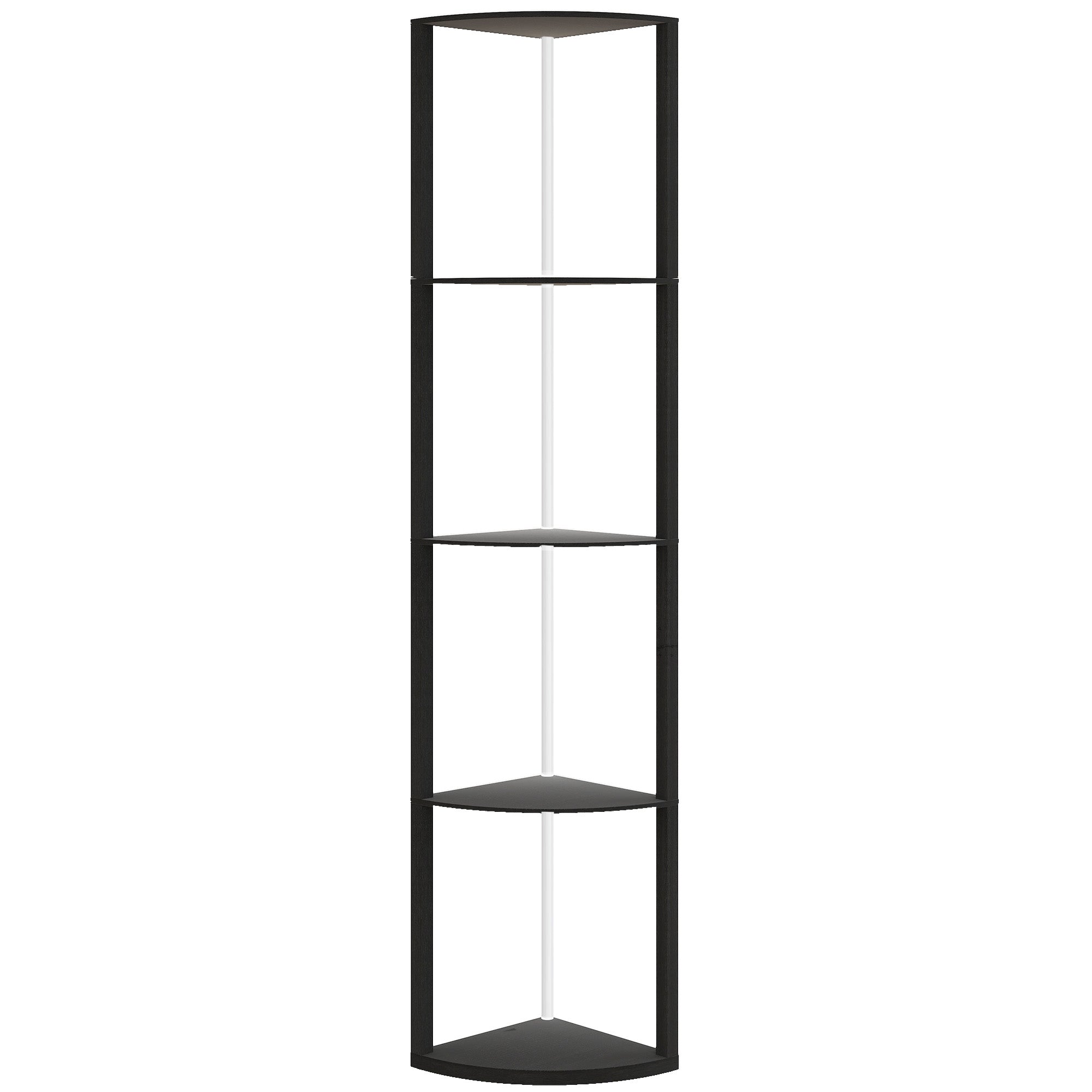 HOMCOM RGB LED Floor Lamp with Shelves, 4-Tier Dimmable Standing Lamp with Remote Control, Black