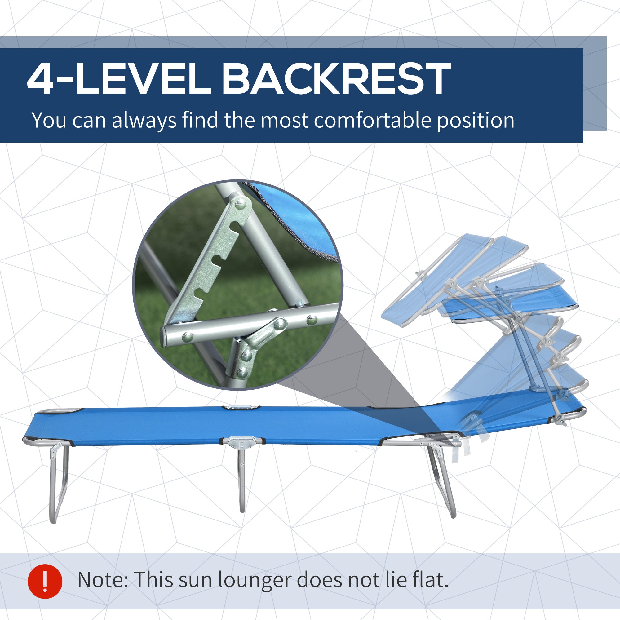 Outsunny Sun Lounger, with Adjustable Face Canopy - Bright Blue
