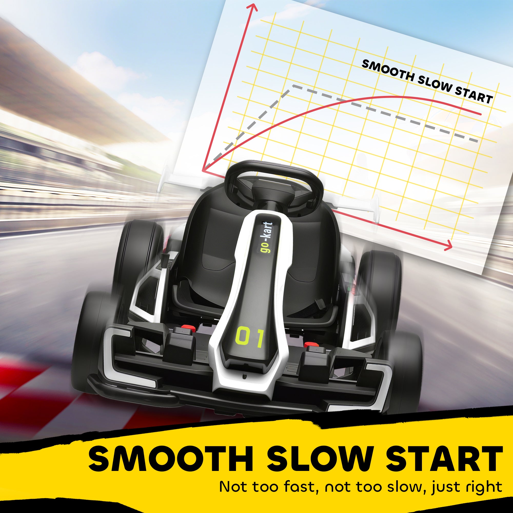 HOMCOM 24V Electric Go Kart for Kids with Adjustable Seat for 6-12 Years, White