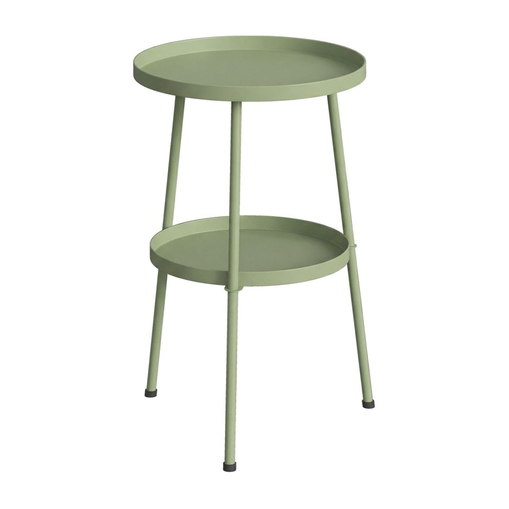 Outsunny Patio Side Table, a two-tier round coffee end table in light green