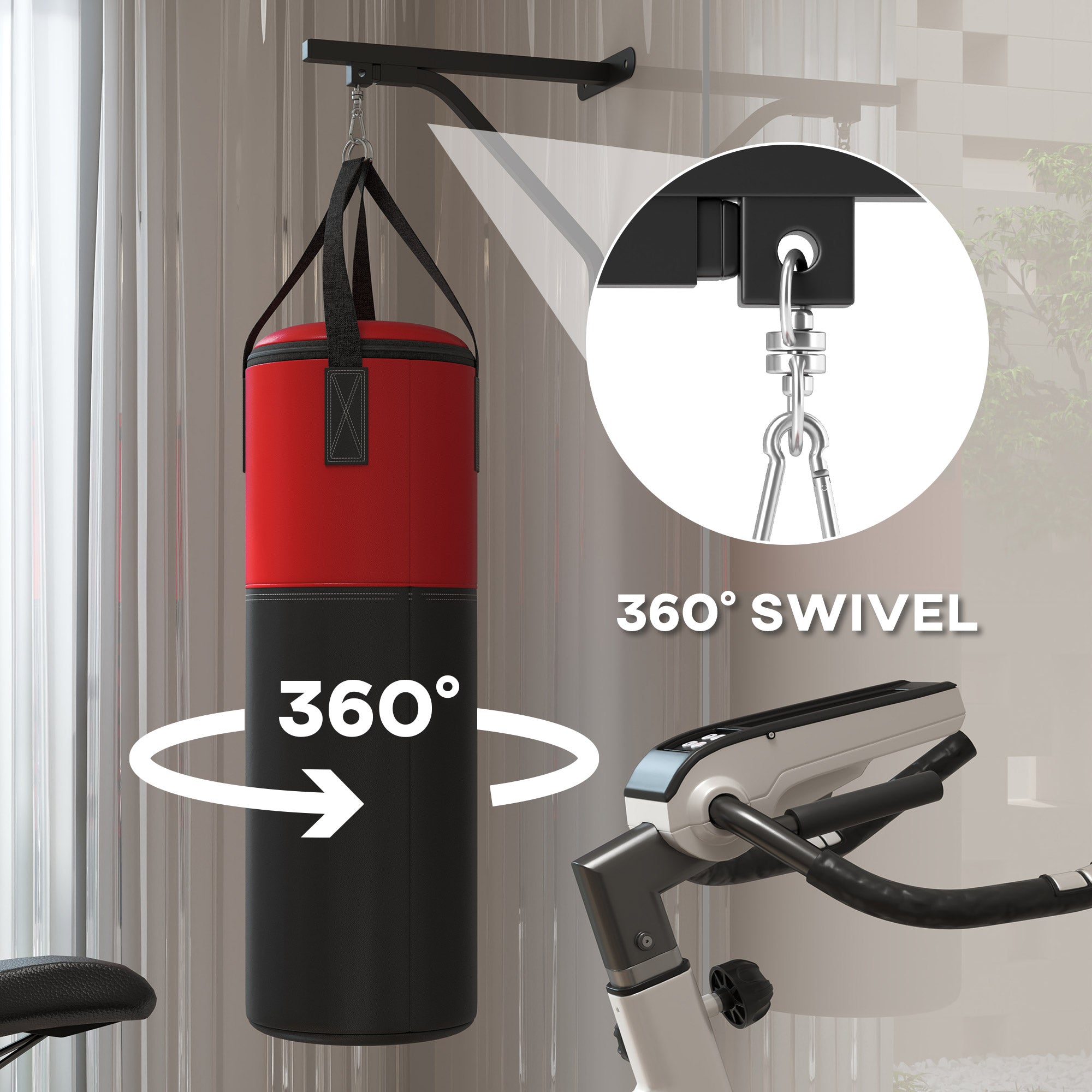 SPORTNOW Unfilled Punching Bag Set with Boxing Bag Bracket, Boxing Gloves, Hand Wraps and 360√Ç¬∞ Swivel Hook