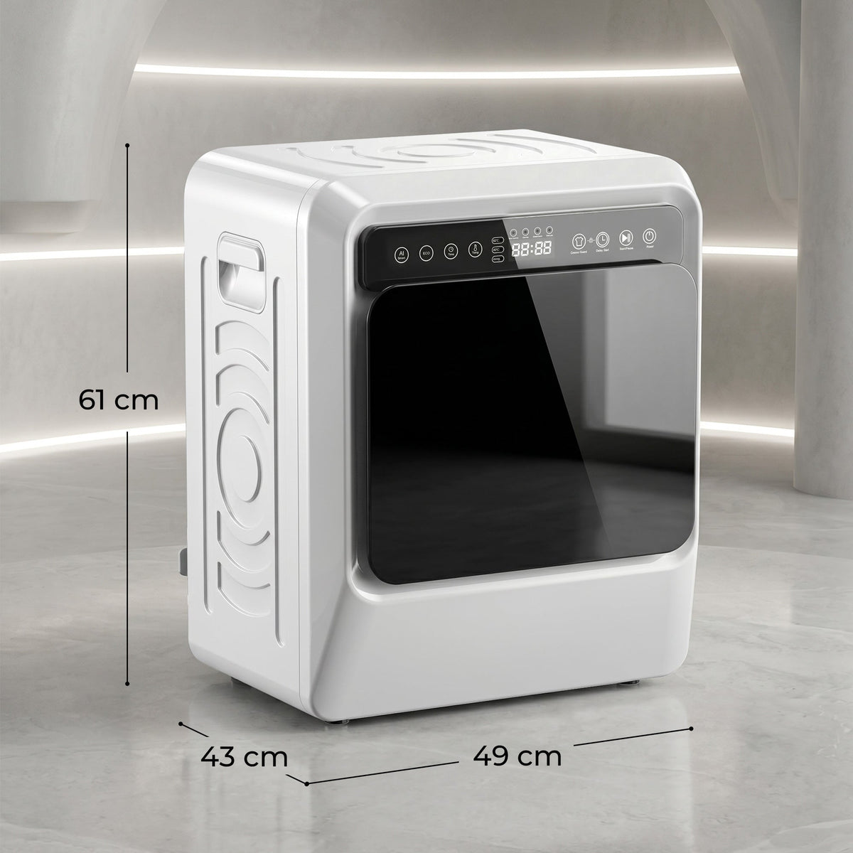 HOMCOM 5kg Vented Tumble Dryer, 1000W Compact Tumble Dryer with Smart Drying, Freestanding Stackable Clothes Drying Machine