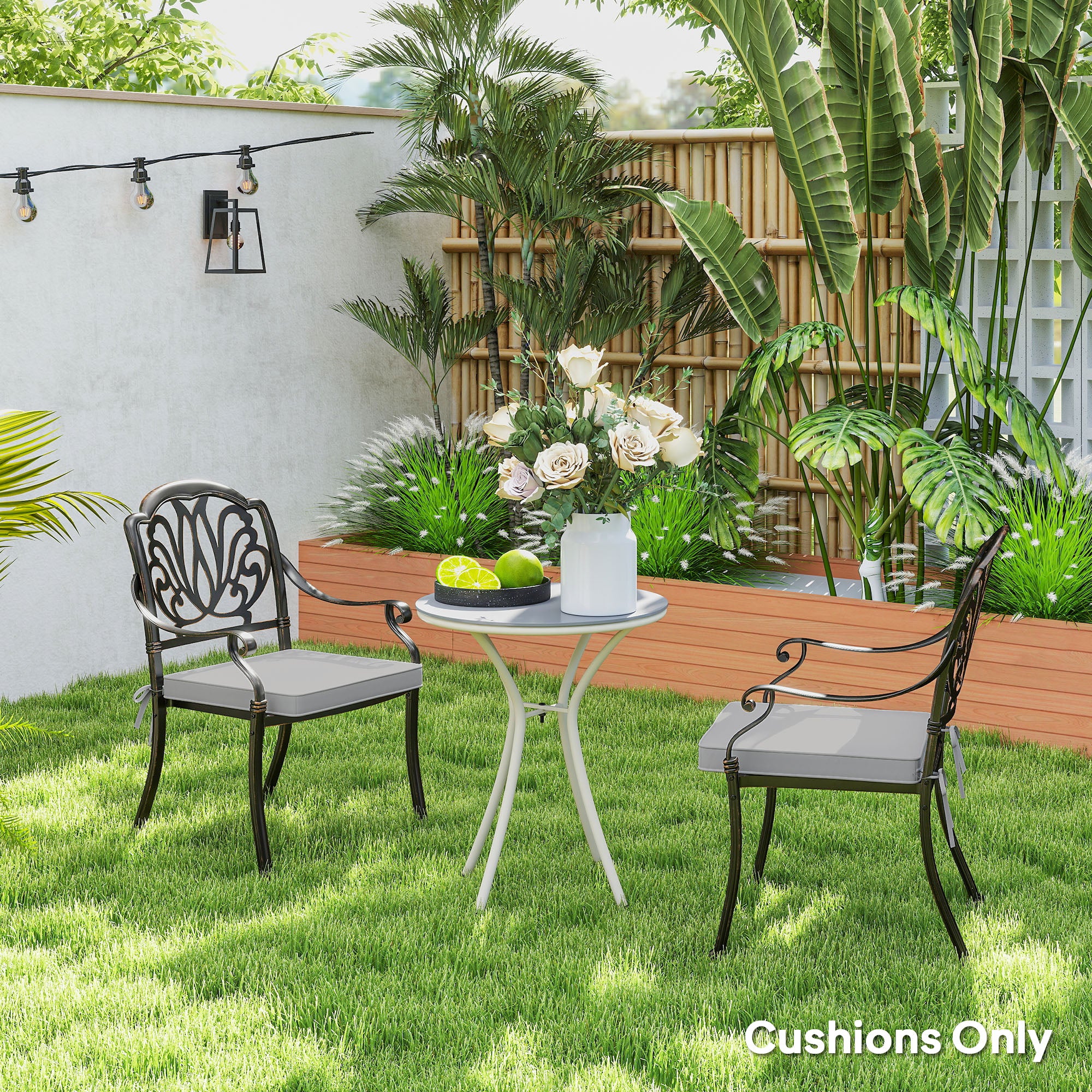 Outsunny Set of Two 45 x 45cm Garden Seat Cushions - Light Grey