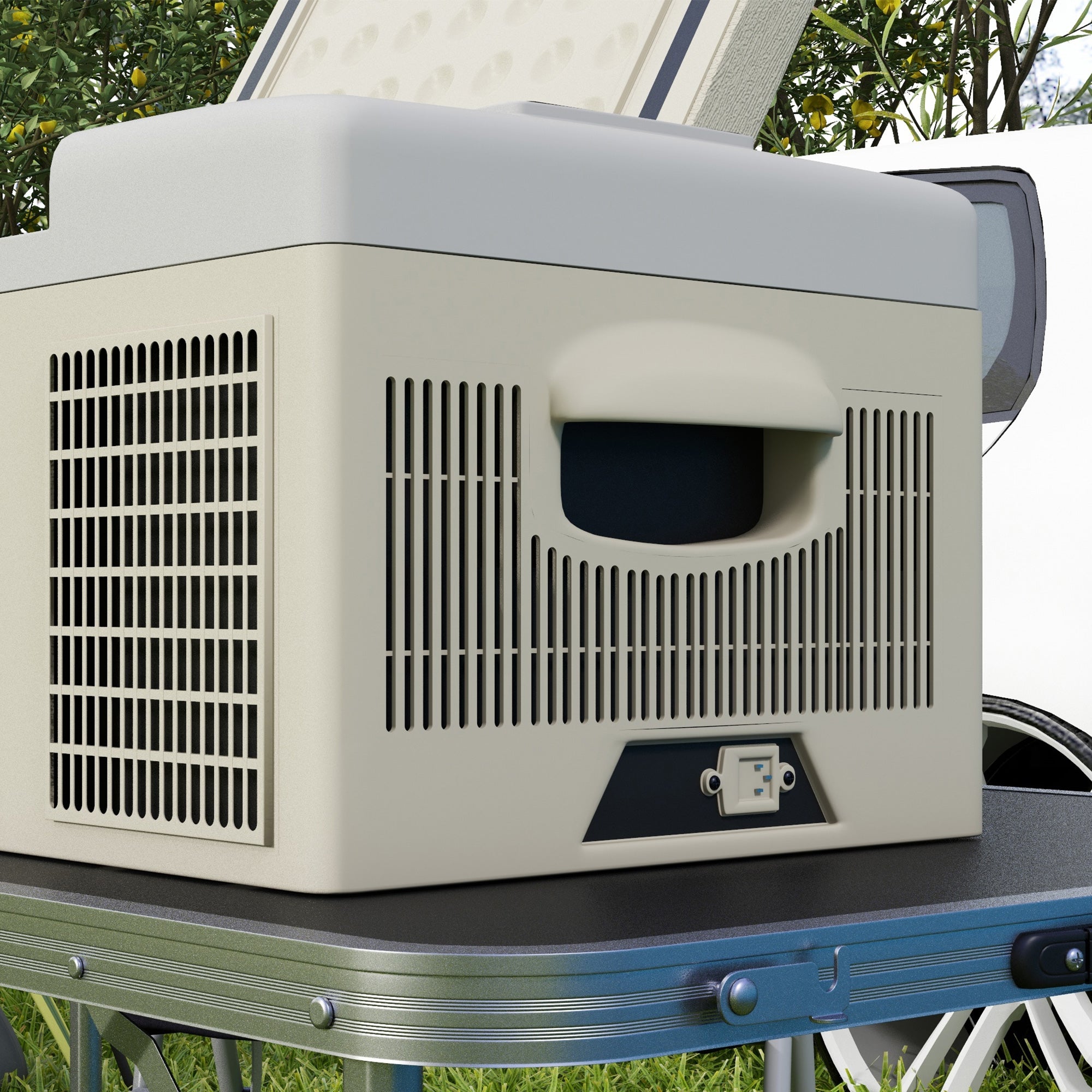 Outsunny 16L Portable Car Fridge, -20√¢‚Äû∆í to 10√¢‚Äû∆í Adjustable Temperature - Khaki/Grey