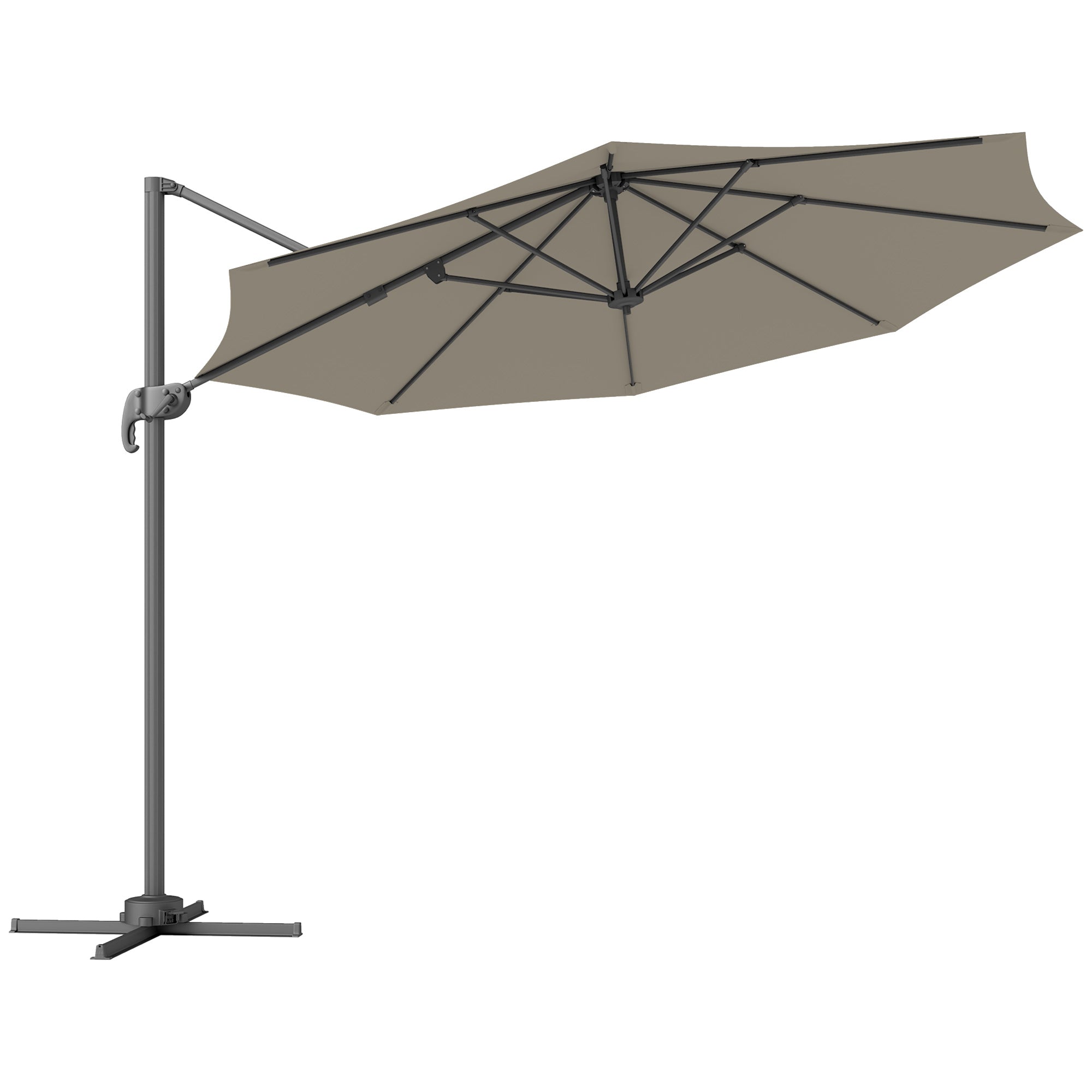 Outsunny 3 m Five-Angle Cantilever Parasol - Light Grey