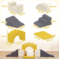 AIYAPLAY 7 Piece Kids Soft Play Set with Detachable Cover, Baby Indoor Climb and Crawl Foam Toy for Toddlers, Yellow
