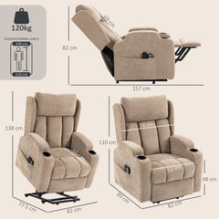 HOMCOM Power Lift Recliner Chair with Vibration Massage and Heat, Chenille Riser and Recliner Armchair for Elderly, Brown