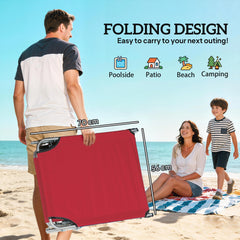 Outsunny Outdoor Foldable Sun Lounger Set of 2, 4 Level Adjustable Backrest Reclining Sun Lounger Chair with Angle