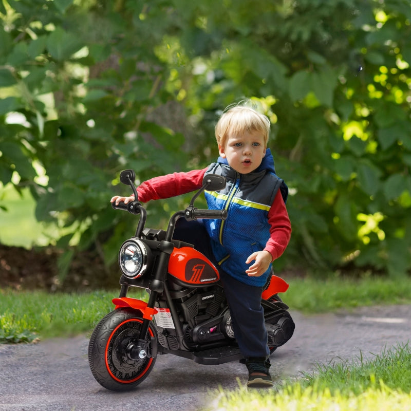 HOMCOM 6v Electric Motorbike with Training Wheels, One-Button Start