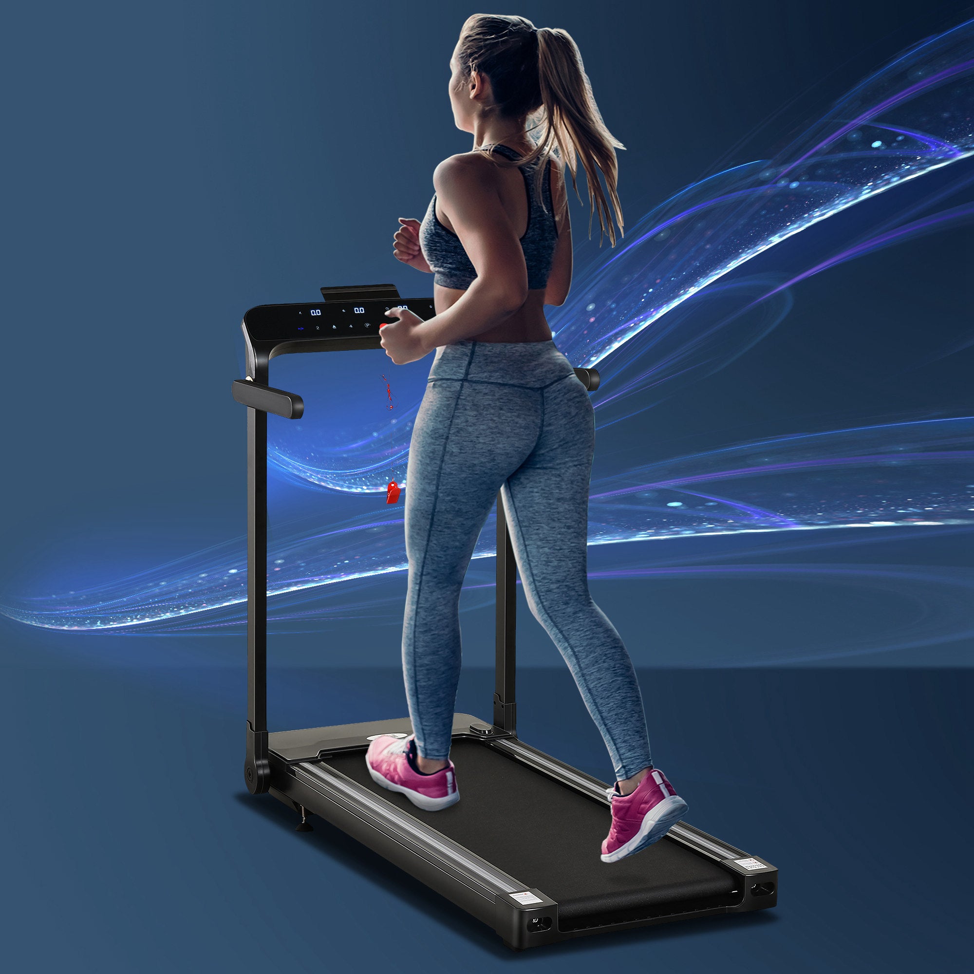 HOMCOM Folding√Ç Treadmill,√Ç 1.85HP√Ç Installation-Free Walking Jogging Running Machine, 12KM/H with 12 Pre-Programs and LED Display for Home Gym Office