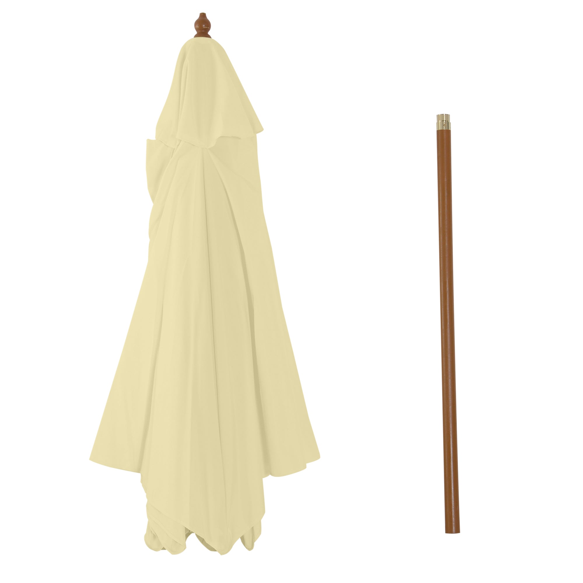 Outsunny 2.5m Wood Garden Parasol Sun Shade Patio Outdoor Wooden Umbrella Canopy, Table Market Umbrella with Vent, 38mm Pole, Rope Pulley Mechanism, Cream White